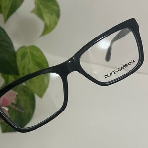Dolce & Gabbana Women's Glasses in Black with Gold Detail